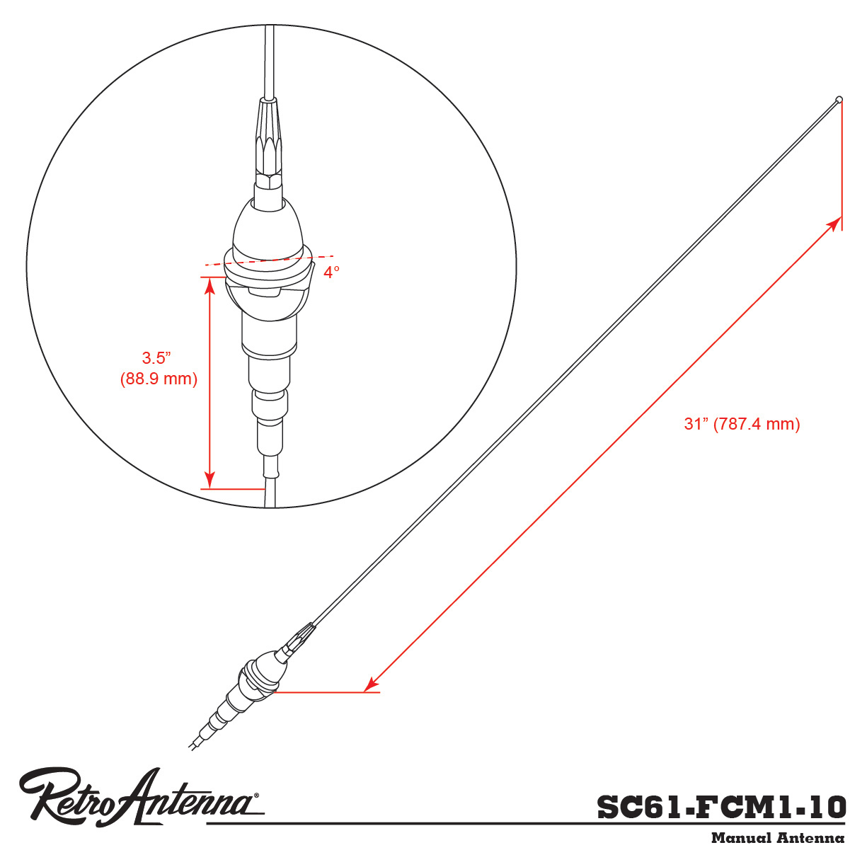 Retrosound SC61-FCM1-10 Stabantenne Frontmontage Oldtimer UKW DAB+ Empfang – Bild 7
