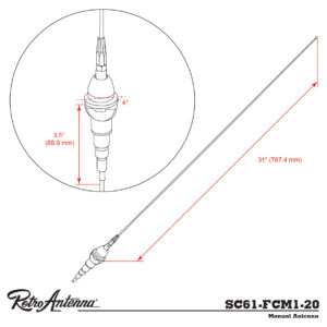 Retrosound SC61-FCM1-20 Stabantenne Frontmontage verchromtes Messing – Bild 7