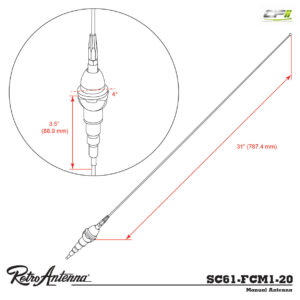 RETROSOUND Stabantenne, verchromtes Messing, Frontmontage