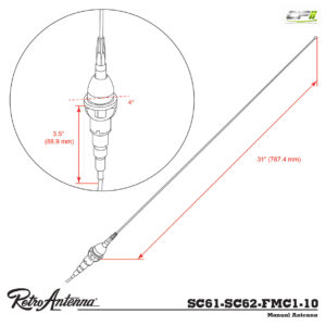RETROSOUND Stabantenne, verchromtes Messing, Frontmontage