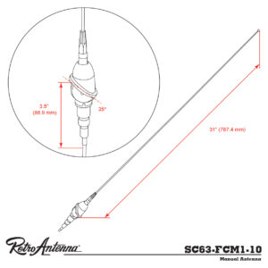 RETROSOUND SC63-FCM1-10 Stabantenne Frontmontage Chevrolet GMC verchromtes – Bild 6