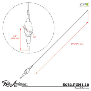 RETROSOUND Stabantenne, verchromtes Messing, Frontmontage
