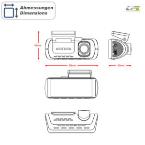 AMPIRE 2-Kanal Dashcam mit Touchscreen, 4K Front, 1080P Heck, WLAN, inkl. 64GB microSD