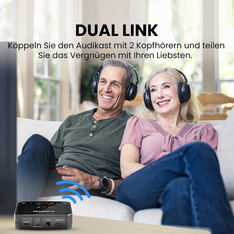 AMPIRE Audikast3 AVANTREE Bluetooth 5.3 Sender für zwei Kopfhörer Dual Link – Bild 20