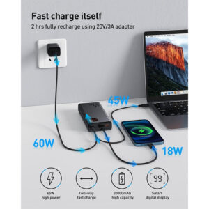 BASEUS PPADM65-S Powerbank 20000mAh 65W 2x USB-A USB-C Ladegerät – Bild 8