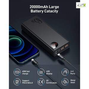 BASEUS Powerbank 20000mAh, 65 Watt, 2x USB-A, USB-C – BASEUS-Powerbank-20000mAh-65-Watt-2x-USB-A-USB-C-PPADM65-S_b_2 CPII