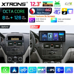 Android Autoradio Xtrons für Mercedes-Benz C-Klasse W204 (2007–2010) 8/128 GB – QBMH2440M12C40-05 CPII