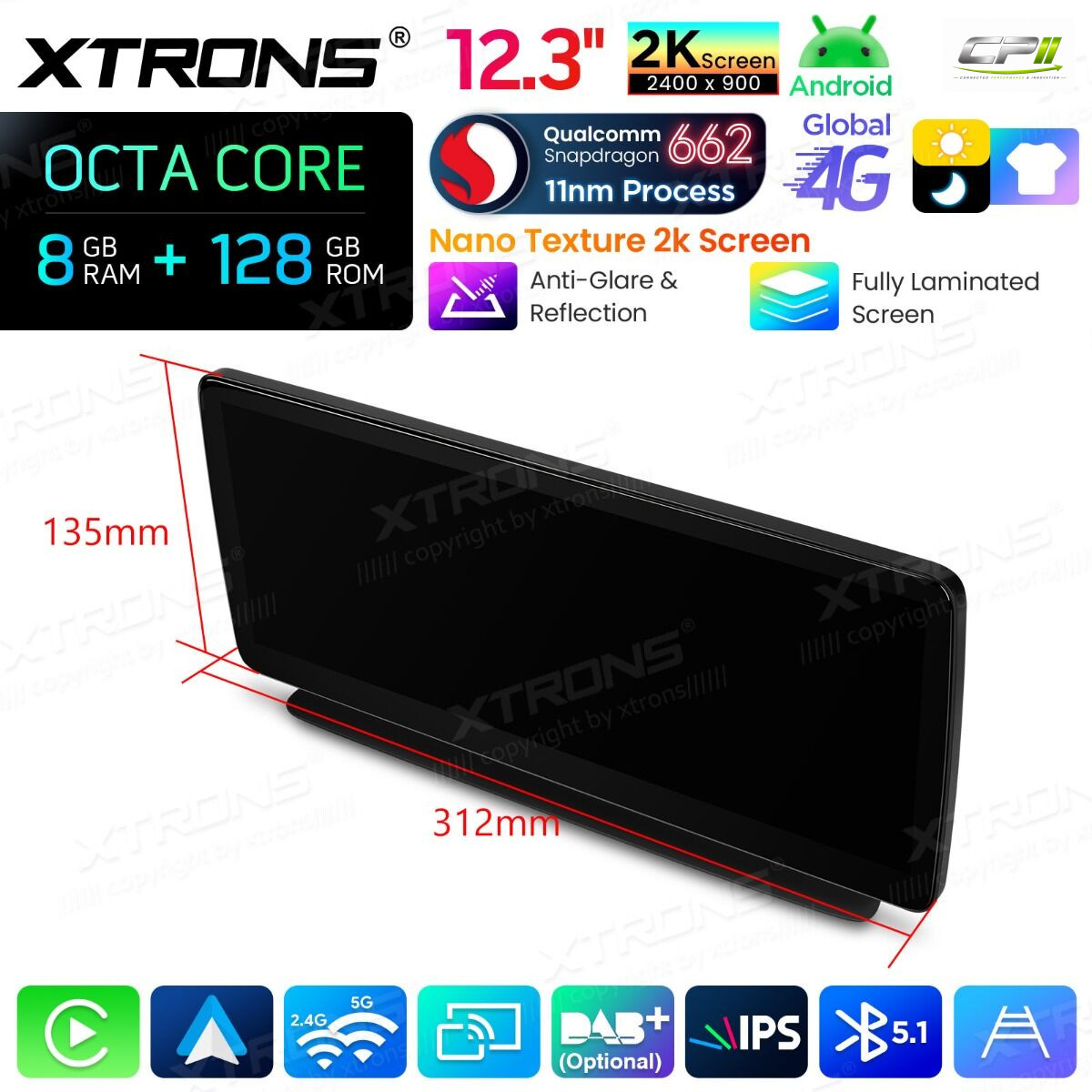 Android Autoradio Xtrons für Mercedes-Benz CLS-Klasse C218/W218 2010-2012 NTG 4.0 8/128 GB – QBMH2440M12CLS-16 CPII