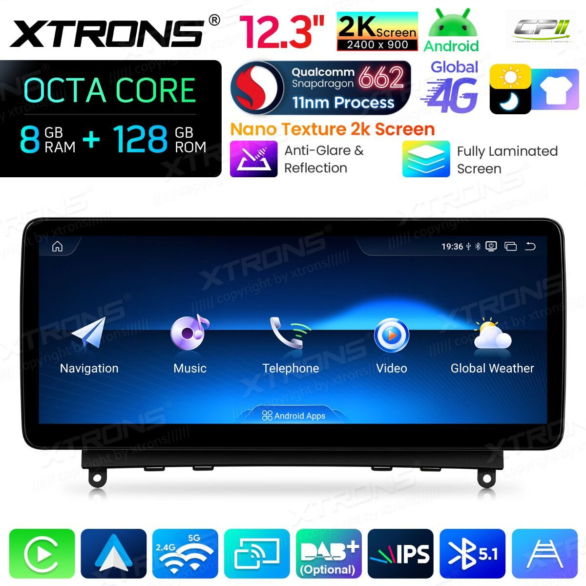Android Autoradio Xtrons für Mercedes-Benz E-Klasse W212/S212 (Linkslenker) 8/128 GB – QBMH2440M12EL-04 CPII
