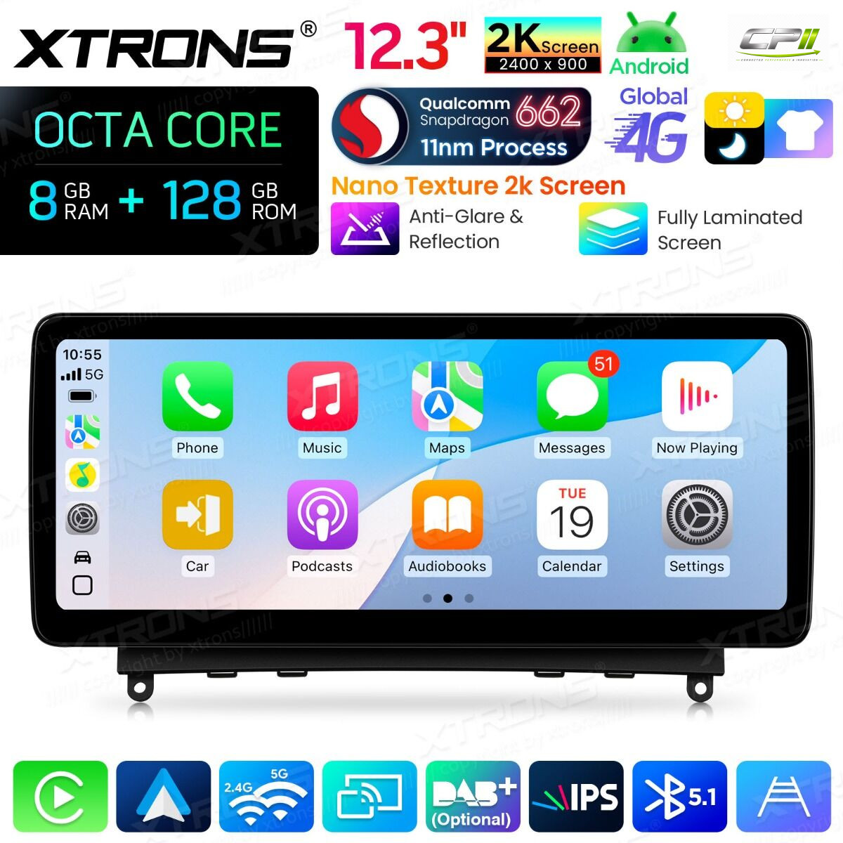 Android Autoradio Xtrons für Mercedes-Benz E-Klasse W212/S212 (Linkslenker) 8/128 GB – QBMH2440M12EL-09 CPII