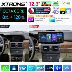 Android Autoradio Xtrons für Mercedes-Benz GLK-Klasse X204 2008 bis 2012 LHD NTG 4.0 8/128 GB – QBMH2440M12GLK40L-07 CPII