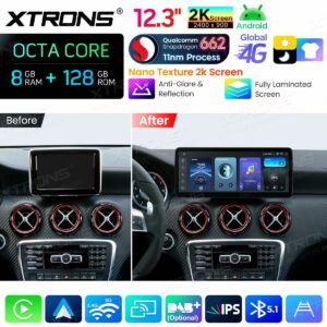 Android Autoradio Xtrons für Mercedes-Benz B-Klasse W246 (2012–2015, Rechtslenker, NTG 4.5/4.7) 8/128 GB – QBMH2445M12BL-06