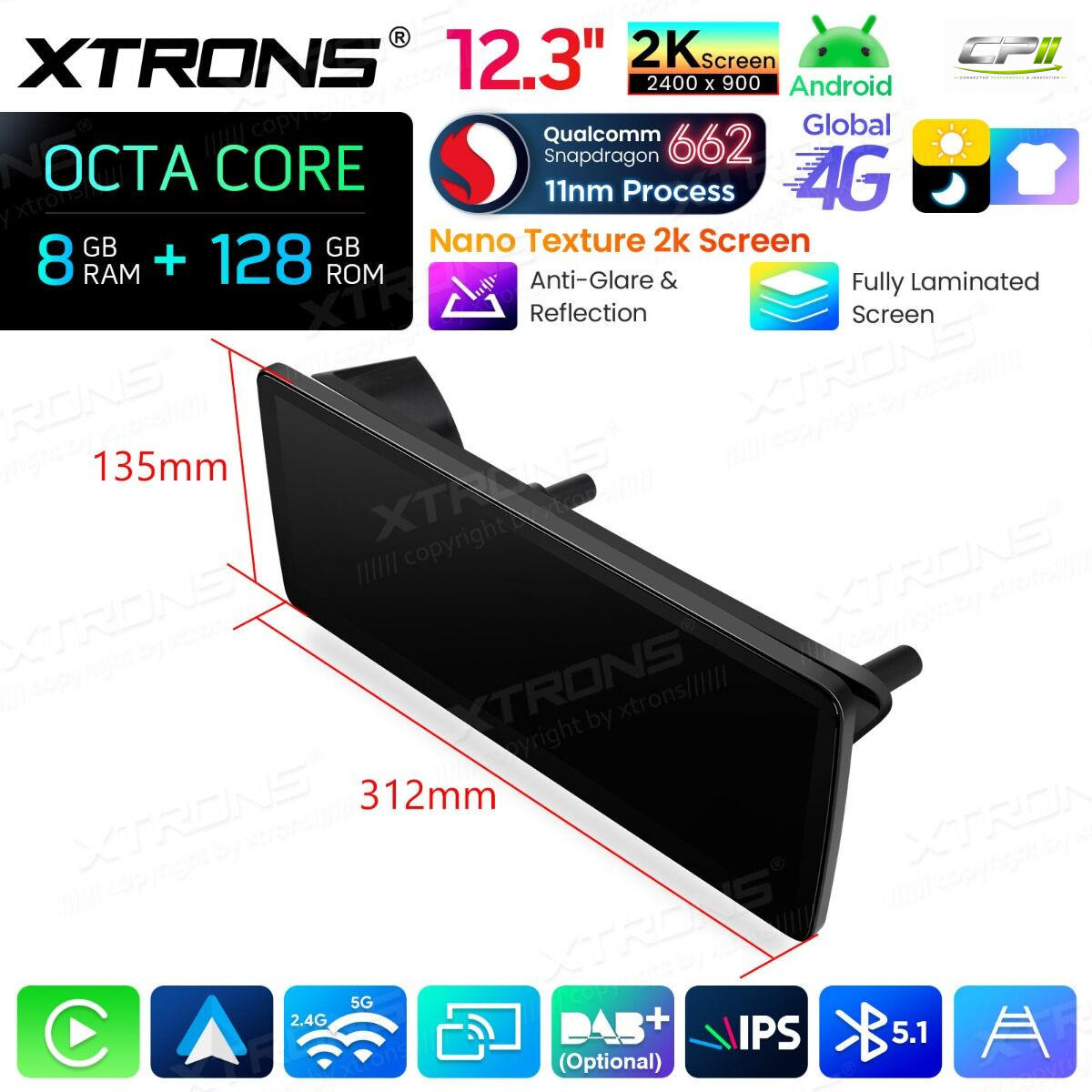 Android Autoradio Xtrons für Mercedes-Benz C-Klasse W204 (2011–2014, Linkslenker, NTG 4.5/4.7) 8/128 GB