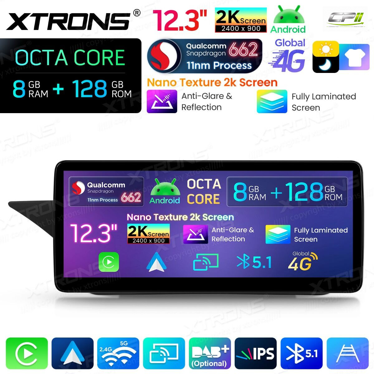 Android Autoradio Xtrons für Mercedes-Benz E-Klasse W212 / S212 (2013–2014, Linkslenker, NTG 4.5/4.7) 8/128 GB