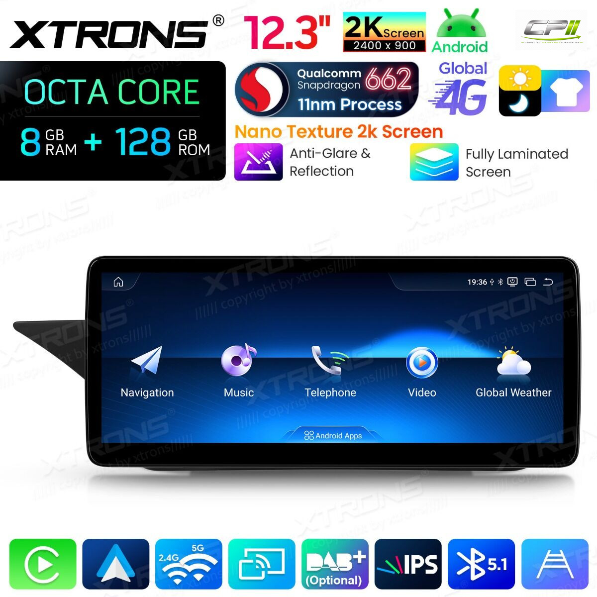 Android Autoradio Xtrons für Mercedes-Benz E-Klasse W212 / S212 (2013–2014, Linkslenker, NTG 4.5/4.7) 8/128 GB