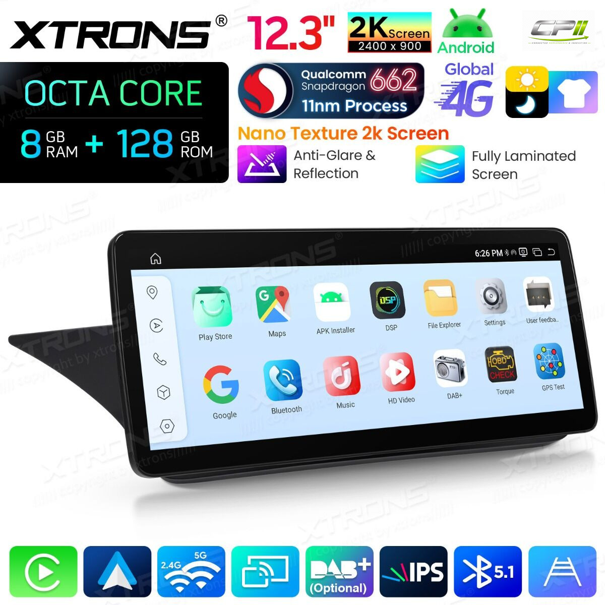 Android Autoradio Xtrons für Mercedes-Benz E-Klasse W212 / S212 (2013–2014, Linkslenker, NTG 4.5/4.7) 8/128 GB