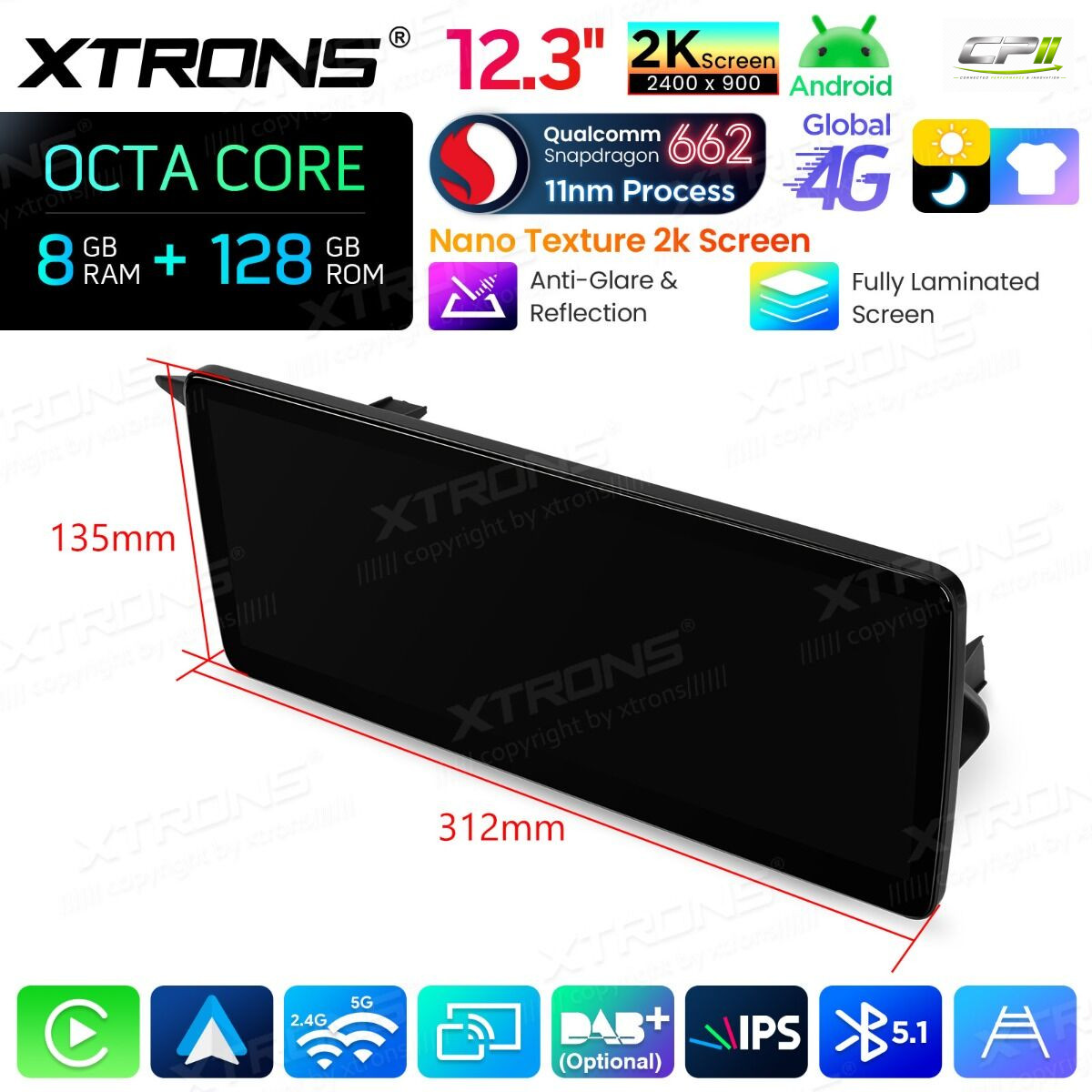 Android Autoradio Xtrons für Mercedes-Benz E-Klasse W212 / S212 (2013–2014, Linkslenker, NTG 4.5/4.7) 8/128 GB