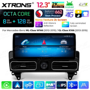 Android Autoradio Xtrons für Mercedes-Benz ML/GL-Klasse (Linkslenker) NTG 4.5/4.7 8/128 GB – QBMH2445M12ML45-01 CPII