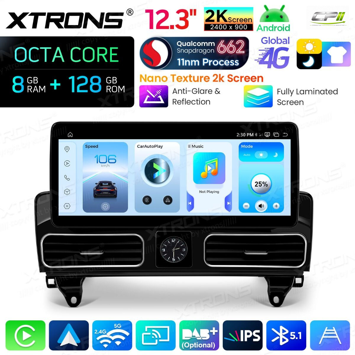 Android Autoradio Xtrons für Mercedes-Benz ML/GL-Klasse (Linkslenker) NTG 4.5/4.7 8/128 GB – QBMH2445M12ML45-02 CPII