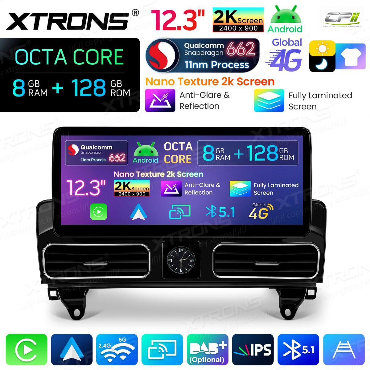 Android Autoradio Xtrons für Mercedes-Benz ML/GL-Klasse (Linkslenker) NTG 4.5/4.7 8/128 GB – QBMH2445M12ML45-03 CPII
