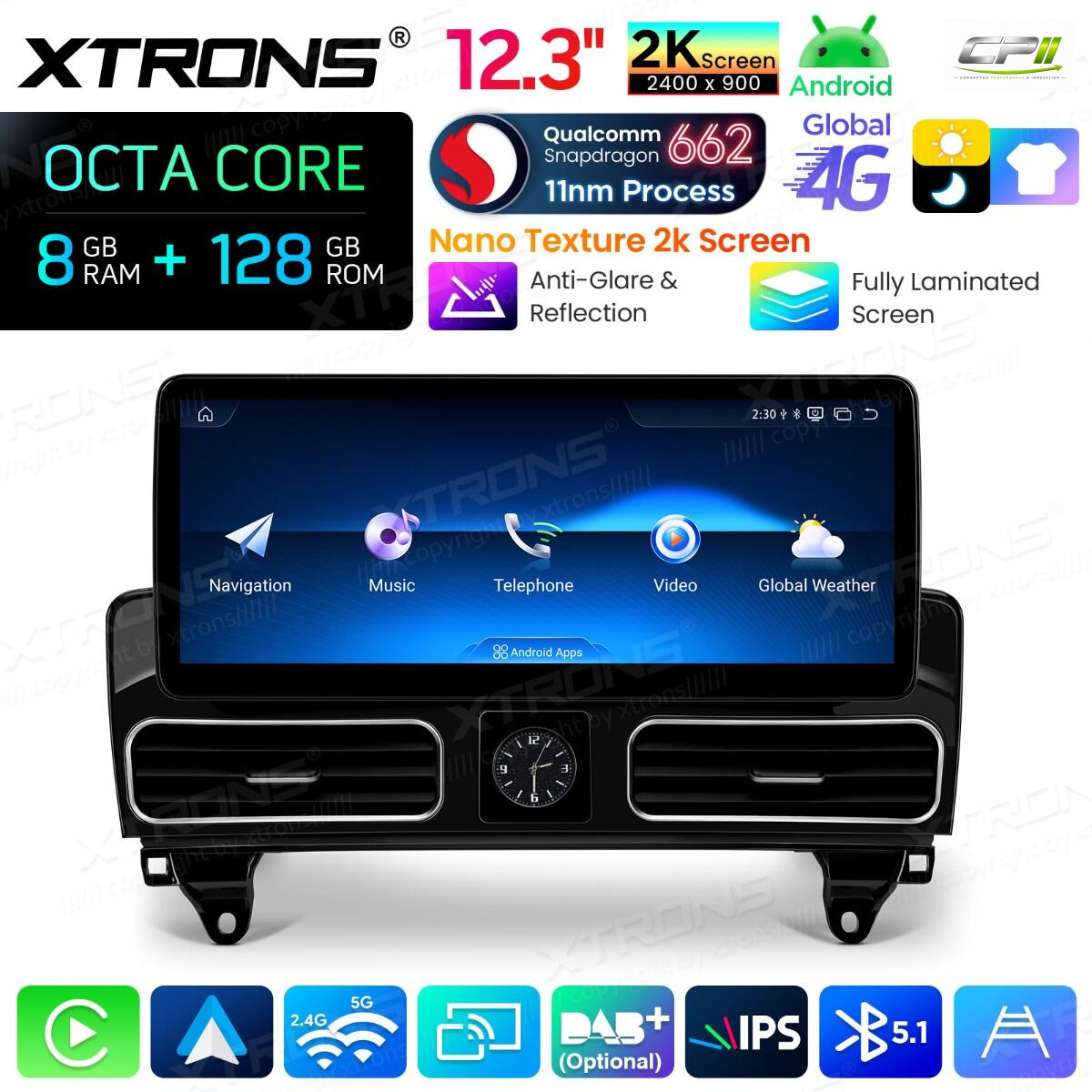 Android Autoradio Xtrons für Mercedes-Benz ML/GL-Klasse (Linkslenker) NTG 4.5/4.7 8/128 GB – QBMH2445M12ML45-04 CPII
