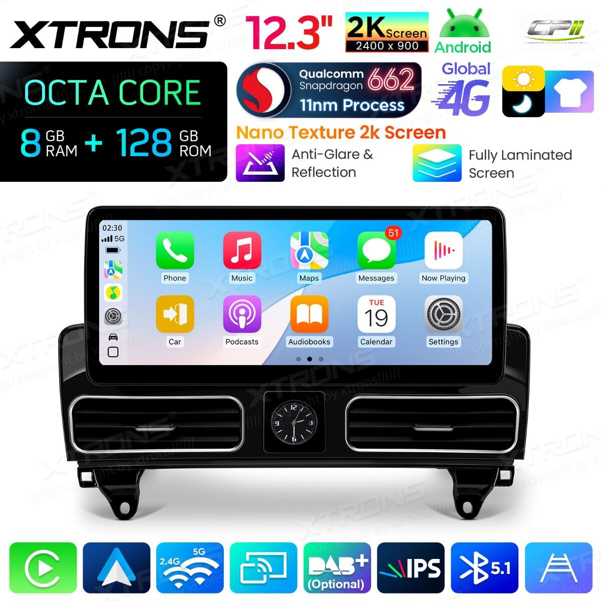 Android Autoradio Xtrons für Mercedes-Benz ML/GL-Klasse (Linkslenker) NTG 4.5/4.7 8/128 GB – QBMH2445M12ML45-05 CPII
