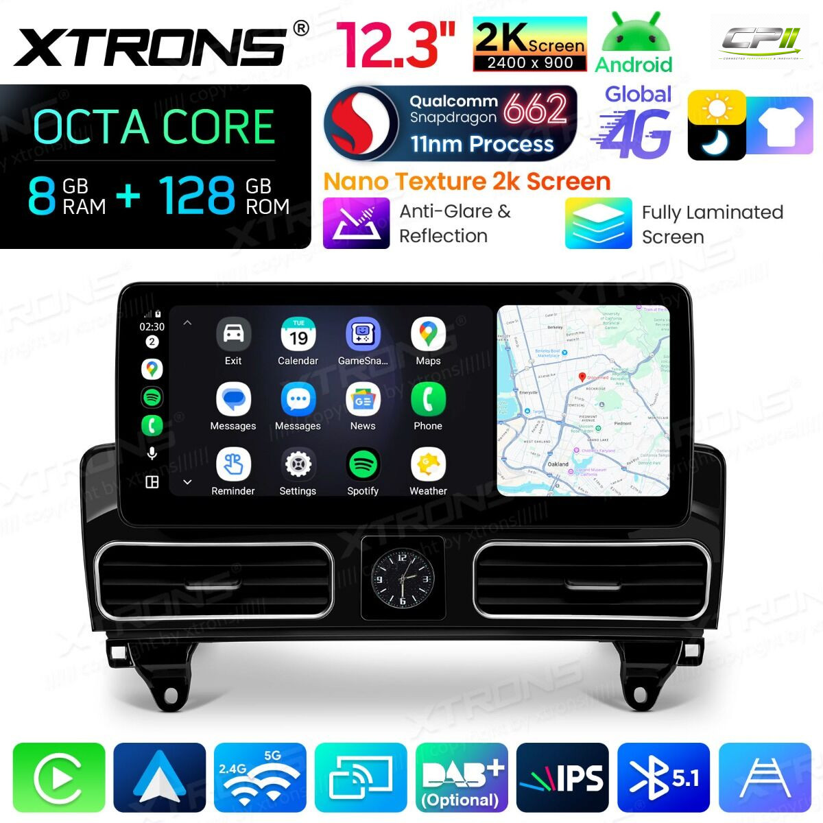 Android Autoradio Xtrons für Mercedes-Benz ML/GL-Klasse (Linkslenker) NTG 4.5/4.7 8/128 GB – QBMH2445M12ML45-10 CPII