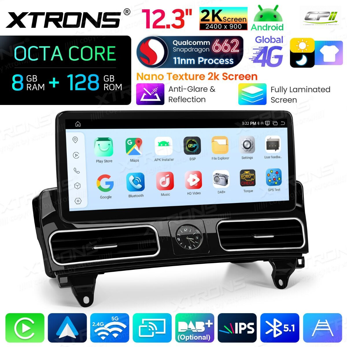Android Autoradio Xtrons für Mercedes-Benz ML/GL-Klasse (Linkslenker) NTG 4.5/4.7 8/128 GB – QBMH2445M12ML45-11 CPII