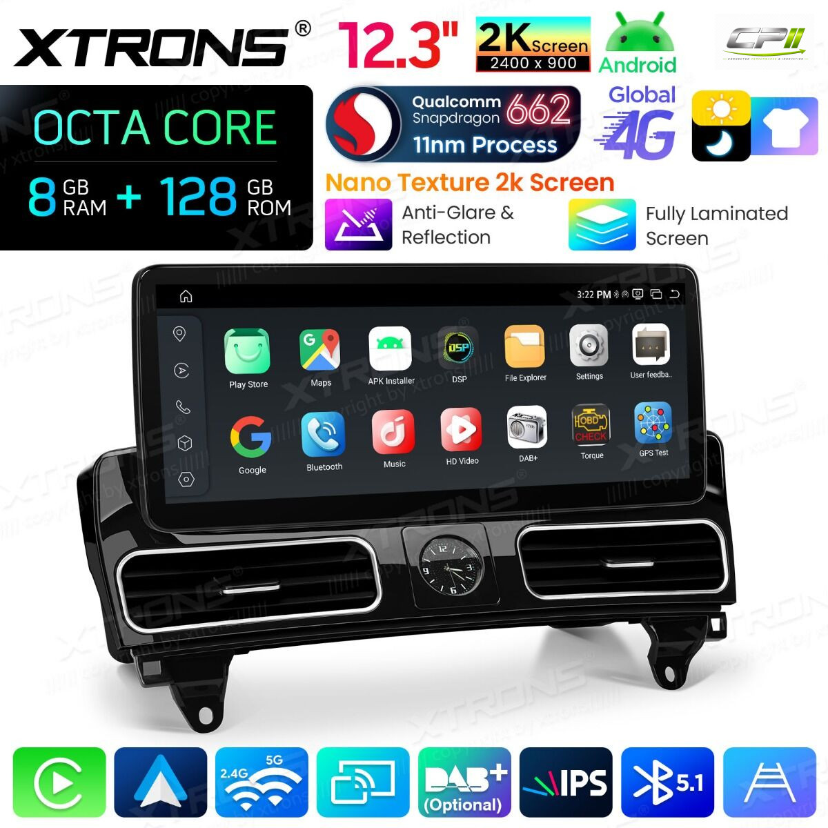 Android Autoradio Xtrons für Mercedes-Benz ML/GL-Klasse (Linkslenker) NTG 4.5/4.7 8/128 GB – QBMH2445M12ML45-12 CPII