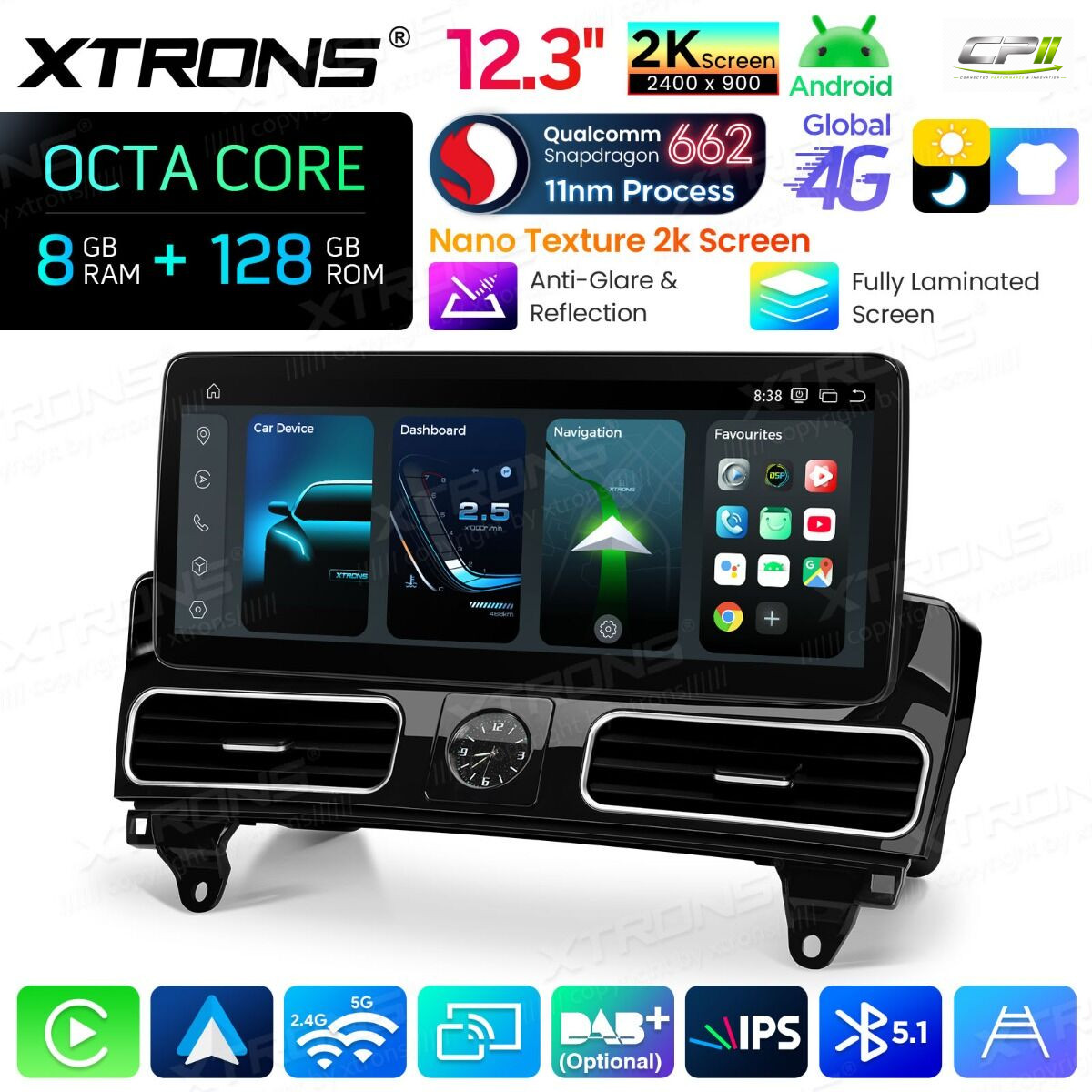Android Autoradio Xtrons für Mercedes-Benz ML/GL-Klasse (Linkslenker) NTG 4.5/4.7 8/128 GB – QBMH2445M12ML45-13 CPII