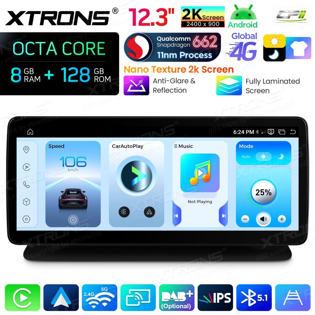 Android Autoradio Xtrons für CLS-Klasse C218/W218 (2014–2017), NTG 5.0/5.1/5.2 8/128 GB – QBMH2450M12CLS-02 CPII