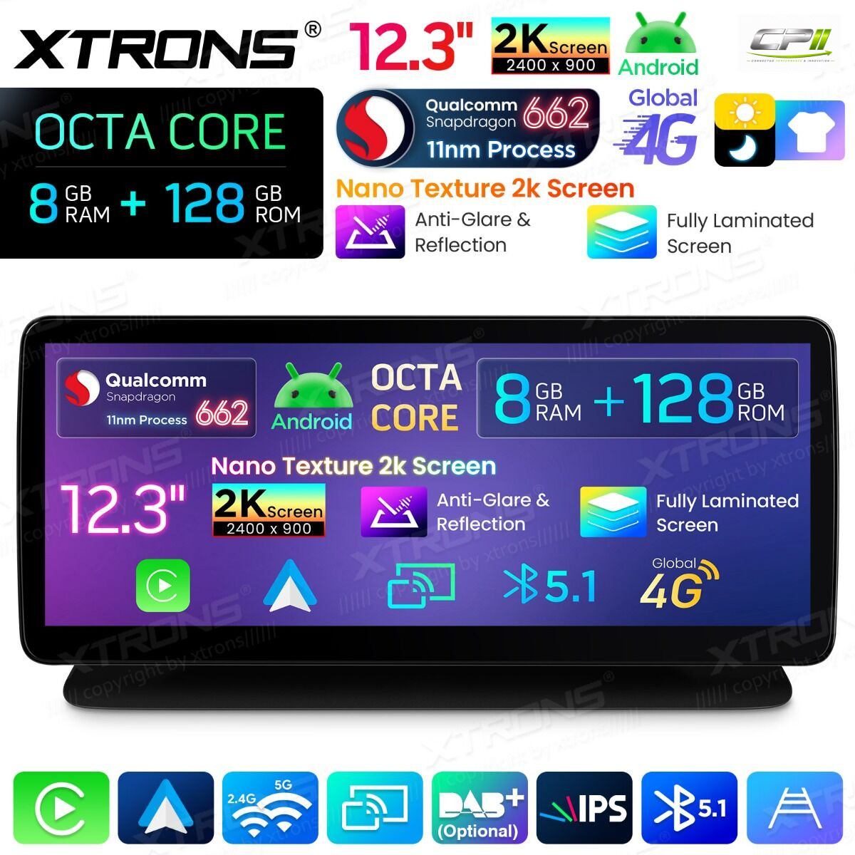 Android Autoradio Xtrons für CLS-Klasse C218/W218 (2014–2017), NTG 5.0/5.1/5.2 8/128 GB – QBMH2450M12CLS-03 CPII