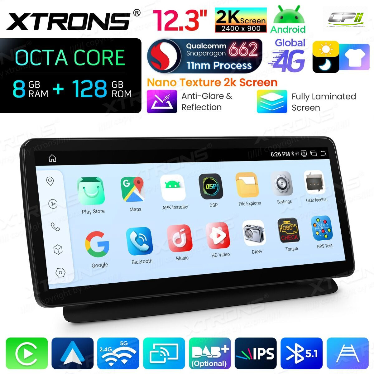 Android Autoradio Xtrons für CLS-Klasse C218/W218 (2014–2017), NTG 5.0/5.1/5.2 8/128 GB – QBMH2450M12CLS-11 CPII