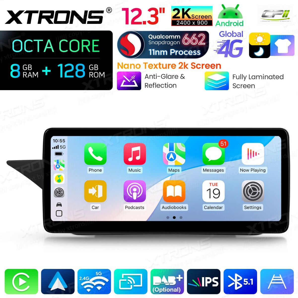 Android Autoradio Xtrons für Mercedes-Benz E-Klasse W212 / S212 (2015–2016, Linkslenker, NTG 5.0/5.1/5.2) 8/128 GB
