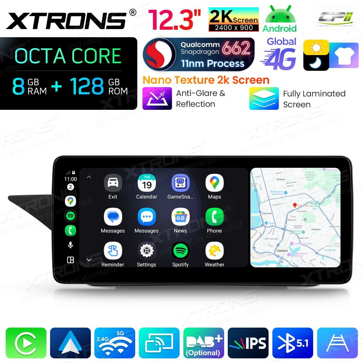 Android Autoradio Xtrons für Mercedes-Benz E-Klasse W212 / S212 (2015–2016, Linkslenker, NTG 5.0/5.1/5.2) 8/128 GB