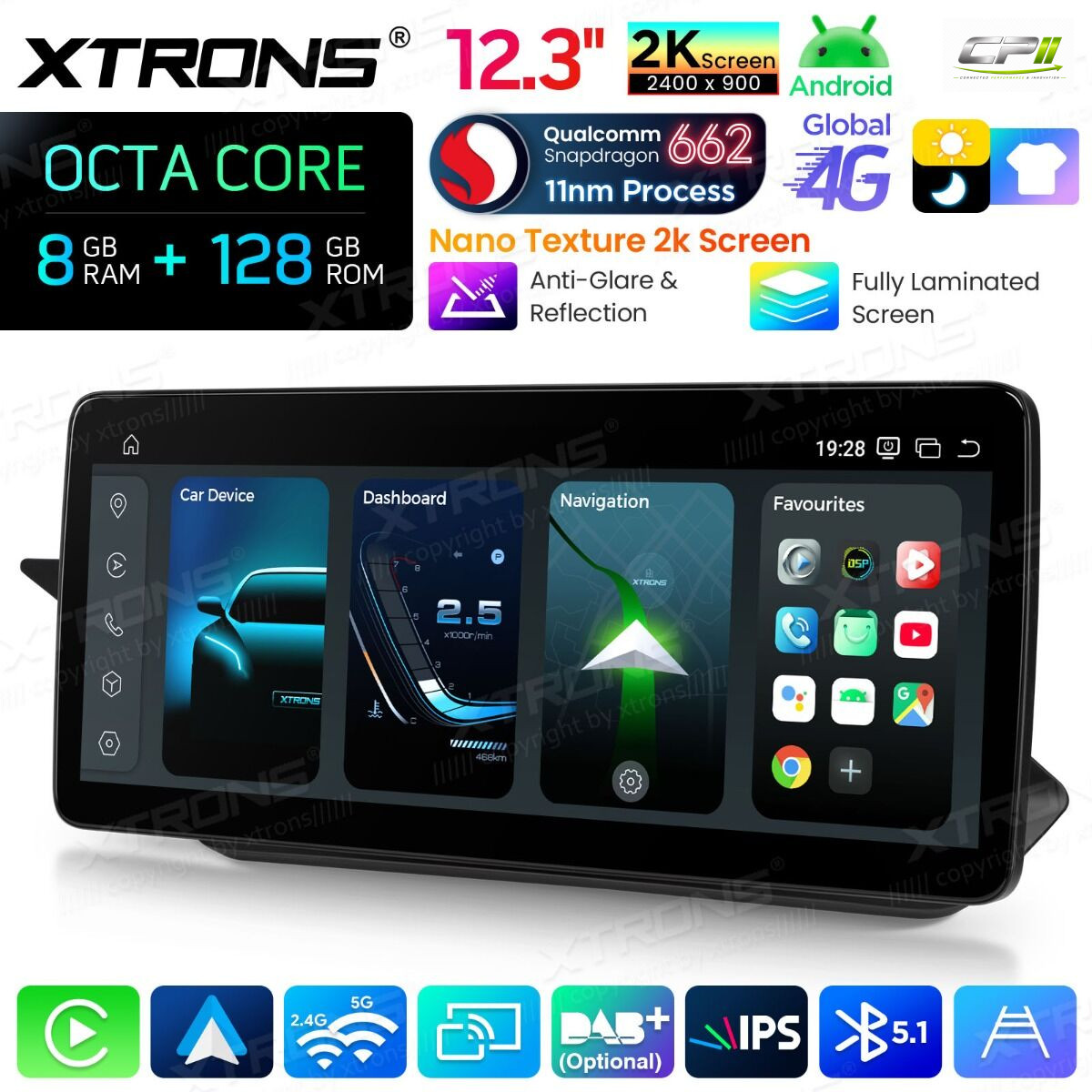 Android Autoradio Xtrons für Mercedes-Benz E-Klasse W212 / S212 (2015–2016, Linkslenker, NTG 5.0/5.1/5.2) 8/128 GB