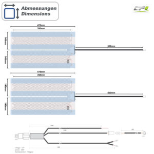 AMPIRE Sitzheizung, 2x 480x280mm längsgeteilt, Schalter 2-stufig, 12 Volt