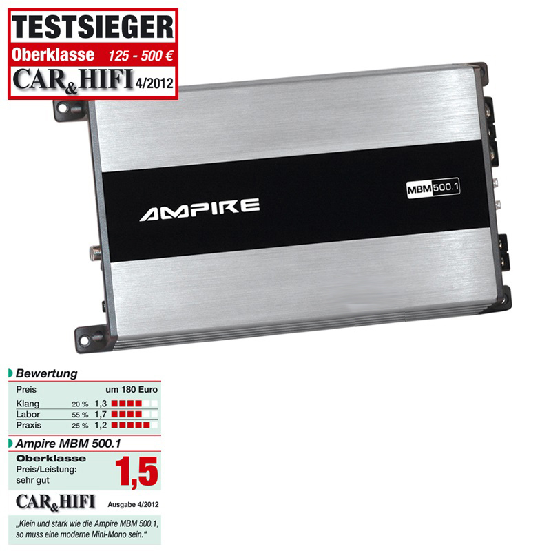 AMPIRE MBM500.1-4G Endstufe 1x 500 Watt Class D 12 Volt Monoblock Verstärker – Bild 10