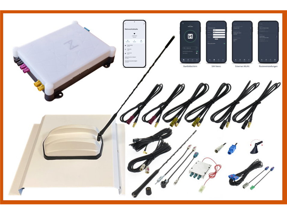 CamperNet Pro und Antenne ANT630 weiß (UKW/DAB+) mit 3m Routerkabel und Träger