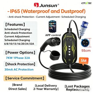 Junsun 1005007907294054 Typ 2 tragbares EV-Ladegerät Elektroauto Hybrid IP65 – Bild 8