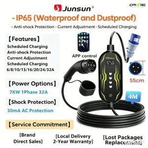 Junsun 1005007907294054 Typ 2 tragbares EV-Ladegerät Elektroauto Hybrid IP65 – Bild 7