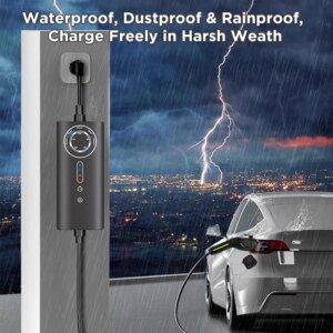 Junsun Typ 2 Tragbares EV-Ladegerät 3,6KW 7KW 11KW 22KW IP65 Wasserdicht Outdoor Modus 2 Ladekabel mit 6 8 10 13 16 20 24 32A Einstellbarem Strom, Programmierbarer Ladefunktion, Touch-Tasten-Steuerung, 2 Jahre Garantie für EU-Elektroautos, Hybrid- und BEV – Bild 8