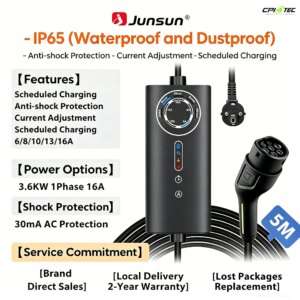 Junsun 1005007907296026 Typ 2 Tragbares EV-Ladegerät EU Elektroautos IP65 Touch