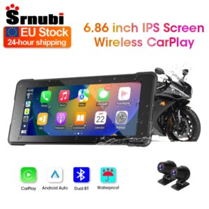 Srnubi Motorrad GPS Navigation Wasserdicht drahtlos Carplay 6,86 Zoll Bildschirm Tragbare Motorrad Android Auto Monitor DVR