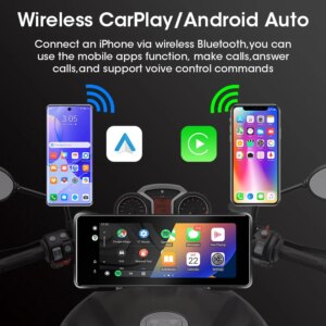 Alternative view of Srnubi Motorrad GPS Navigation Wasserdicht drahtlos Carplay 6,86 Zoll Bildschirm Tragbare Motorrad Android Auto Monitor DVR