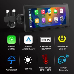 Srnubi Motorrad GPS Navigation Wasserdicht drahtlos Carplay 6,86 Zoll Bildschirm Tragbare Motorrad Android Auto Monitor DVR – Bild 6