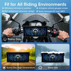 Jansite Tragbarer 8,1 Zoll IP67 Wasserdichter Motorrad 4K DVR GPS-Navigation Drahtloses Carplay Android Auto Moto Recorder Monitor – Bild 6