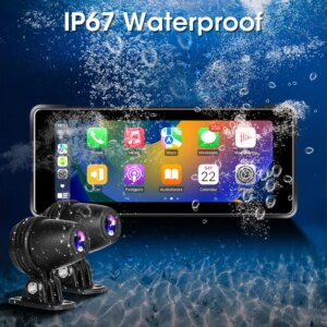JMCQ 6,86'' Motorrad DVR GPS Navigation Drahtlose Carplay Android Auto Dash Cam IP67 Wasserdicht Dual Bluetooth Moto Monitor – Bild 5