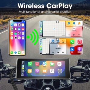 JMCQ 6,86'' Motorrad DVR GPS Navigation Drahtlose Carplay Android Auto Dash Cam IP67 Wasserdicht Dual Bluetooth Moto Monitor – Bild 3