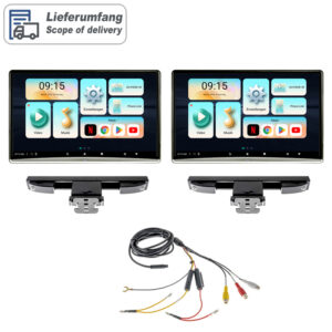 AMPIRE 12.4" Dual RSE-Monitore mit Kopfstützen-Halterung, WLAN, HDMI In – Bild 4